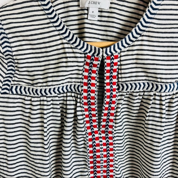 J. Crew Embroidered Embellished Cream Striped Long Sleeve Blouse - Picture 12 of 14